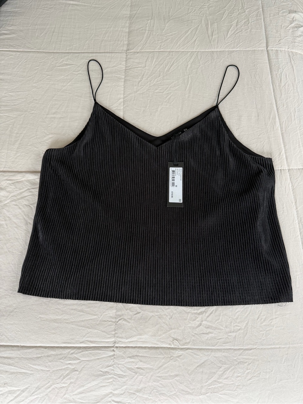 Black Ribbed Spaghetti Strap Tank Top